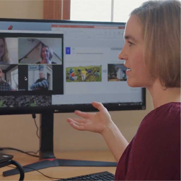 woman sharing her screen on a video call